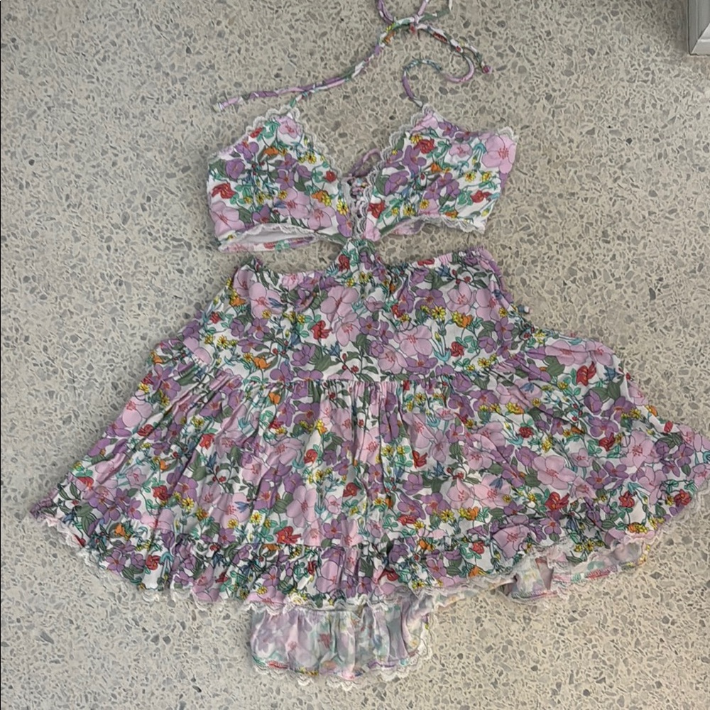 Pink and Purple Halter Mini Sundress